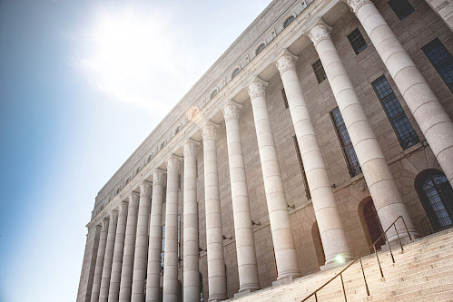 Facade of the Finnish Parliament House.